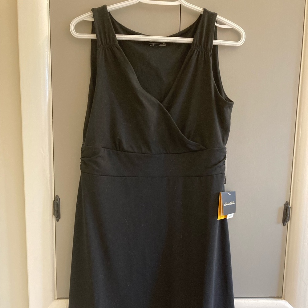 Eddie Bauer medium black faux wrap summer dress